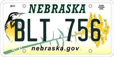 NE license plate BLT756
