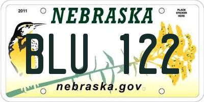 NE license plate BLU122
