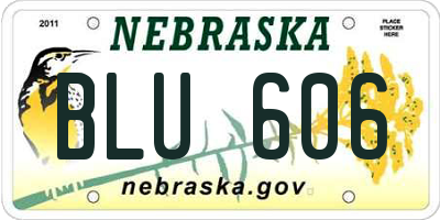 NE license plate BLU606