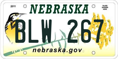 NE license plate BLW267