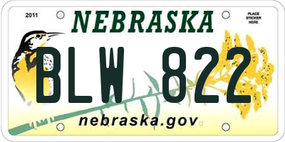NE license plate BLW822