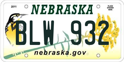 NE license plate BLW932