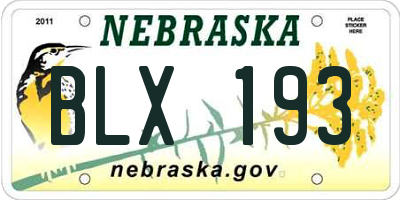 NE license plate BLX193