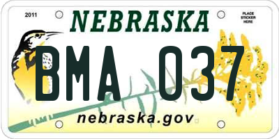 NE license plate BMA037