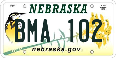 NE license plate BMA102