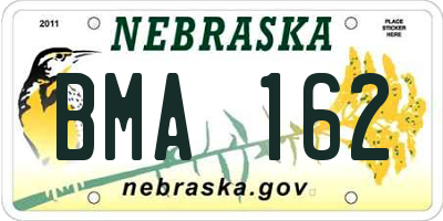 NE license plate BMA162