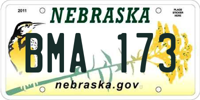 NE license plate BMA173