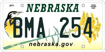 NE license plate BMA254