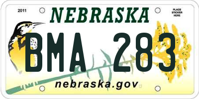 NE license plate BMA283