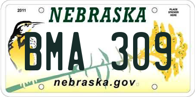NE license plate BMA309