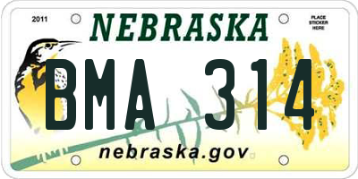 NE license plate BMA314