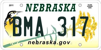 NE license plate BMA317