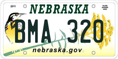 NE license plate BMA320