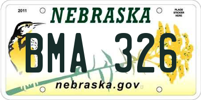 NE license plate BMA326