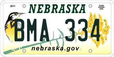 NE license plate BMA334