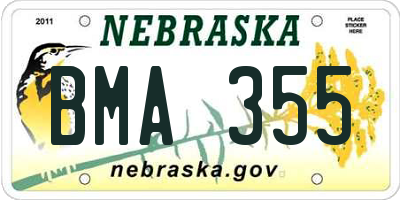 NE license plate BMA355