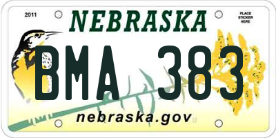 NE license plate BMA383
