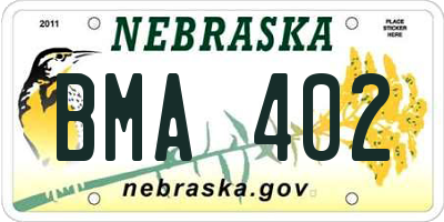 NE license plate BMA402