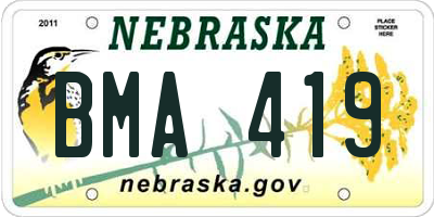 NE license plate BMA419