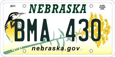 NE license plate BMA430