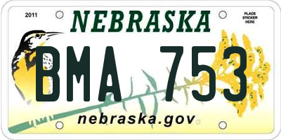 NE license plate BMA753