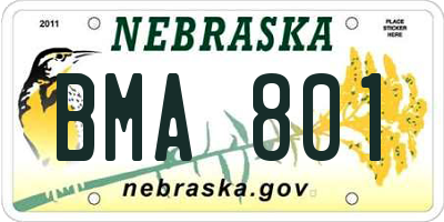 NE license plate BMA801