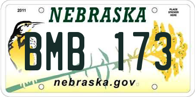 NE license plate BMB173