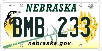 NE license plate BMB233
