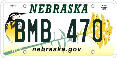 NE license plate BMB470