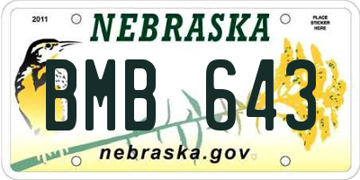 NE license plate BMB643