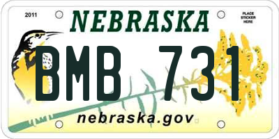 NE license plate BMB731