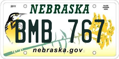 NE license plate BMB767