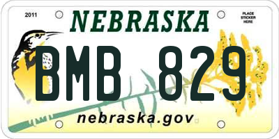 NE license plate BMB829