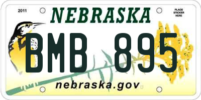 NE license plate BMB895