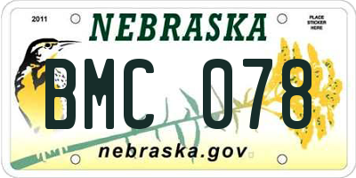 NE license plate BMC078