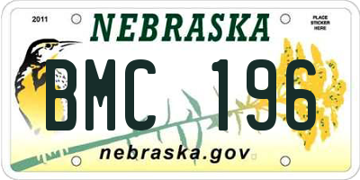 NE license plate BMC196