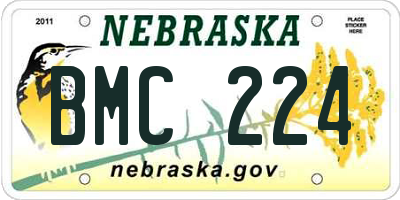 NE license plate BMC224