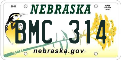 NE license plate BMC314