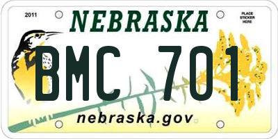 NE license plate BMC701