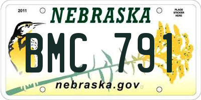 NE license plate BMC791