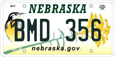 NE license plate BMD356