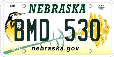 NE license plate BMD530