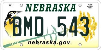NE license plate BMD543