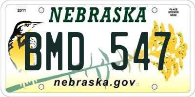 NE license plate BMD547