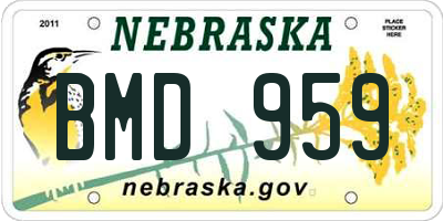 NE license plate BMD959
