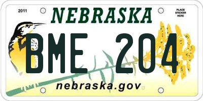 NE license plate BME204