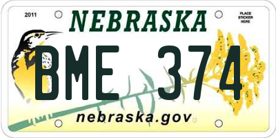 NE license plate BME374