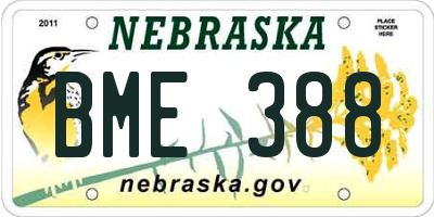 NE license plate BME388
