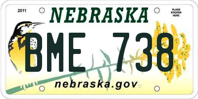 NE license plate BME738