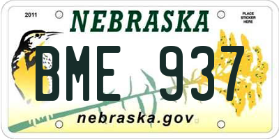 NE license plate BME937
